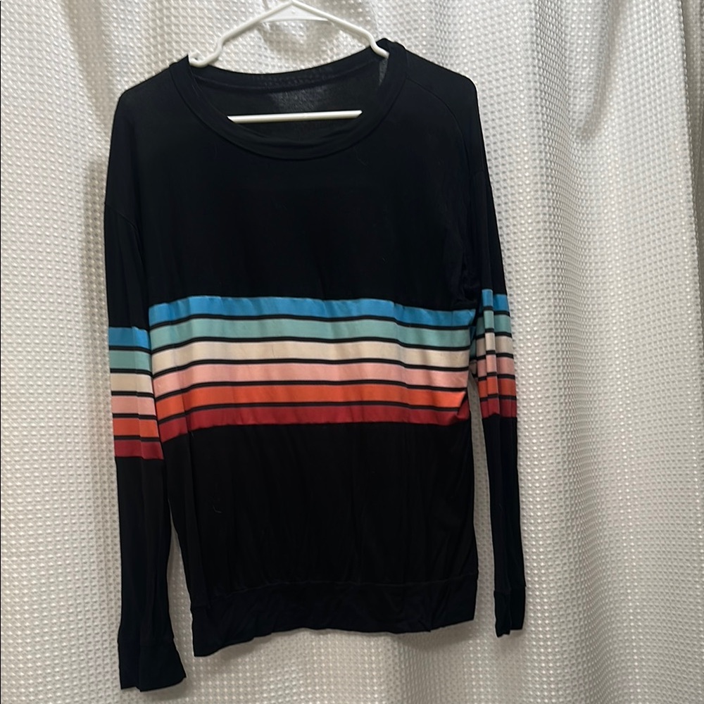 Striped Black Long Sleeve Top